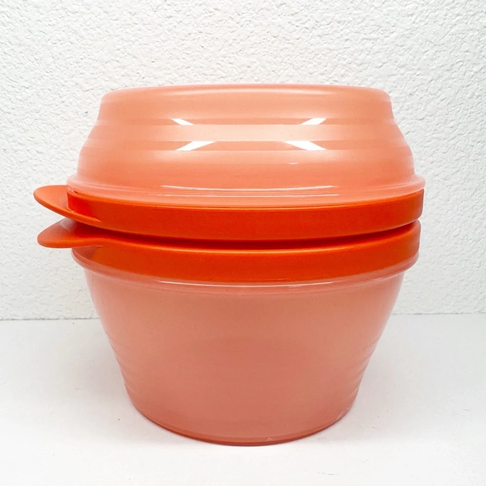 Tupperware Duo Bowl Set with Lids Orange